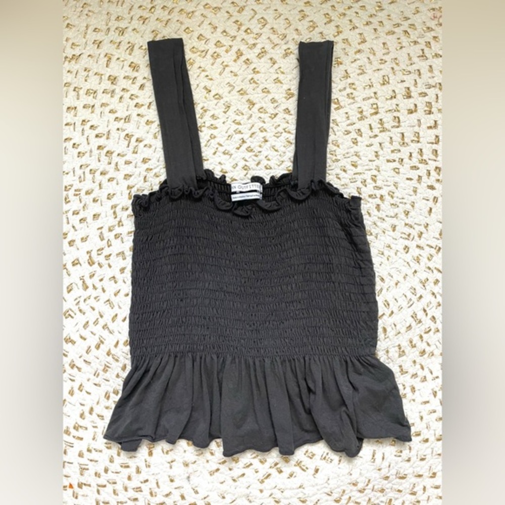 Urban Outfitters Women’s Smocked Ruffled Crop Gray‎ Top Size Small
